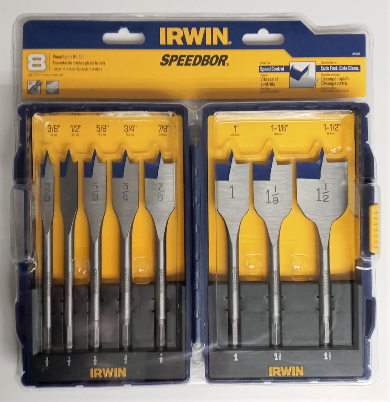 Irwin 341008 Piece Speedbor Spade Drill Bit Set 3/8