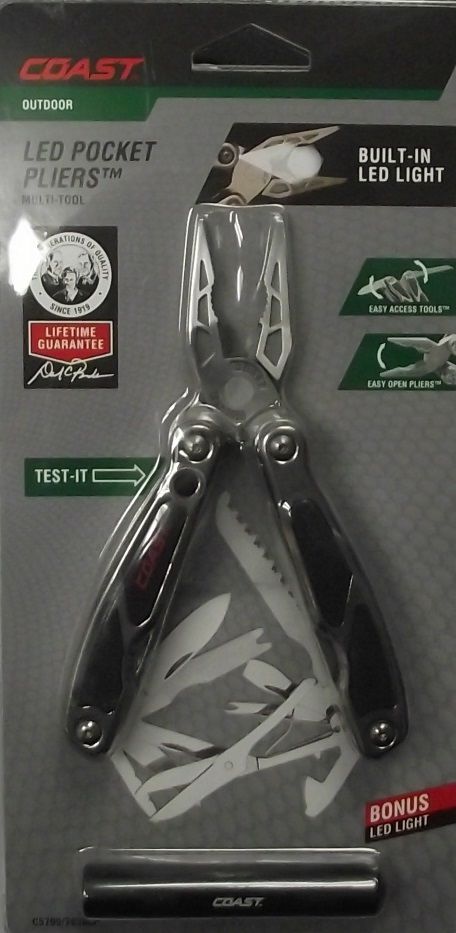 Coast Knives LED Micro Pliers Multi Tool, Stainless Steel