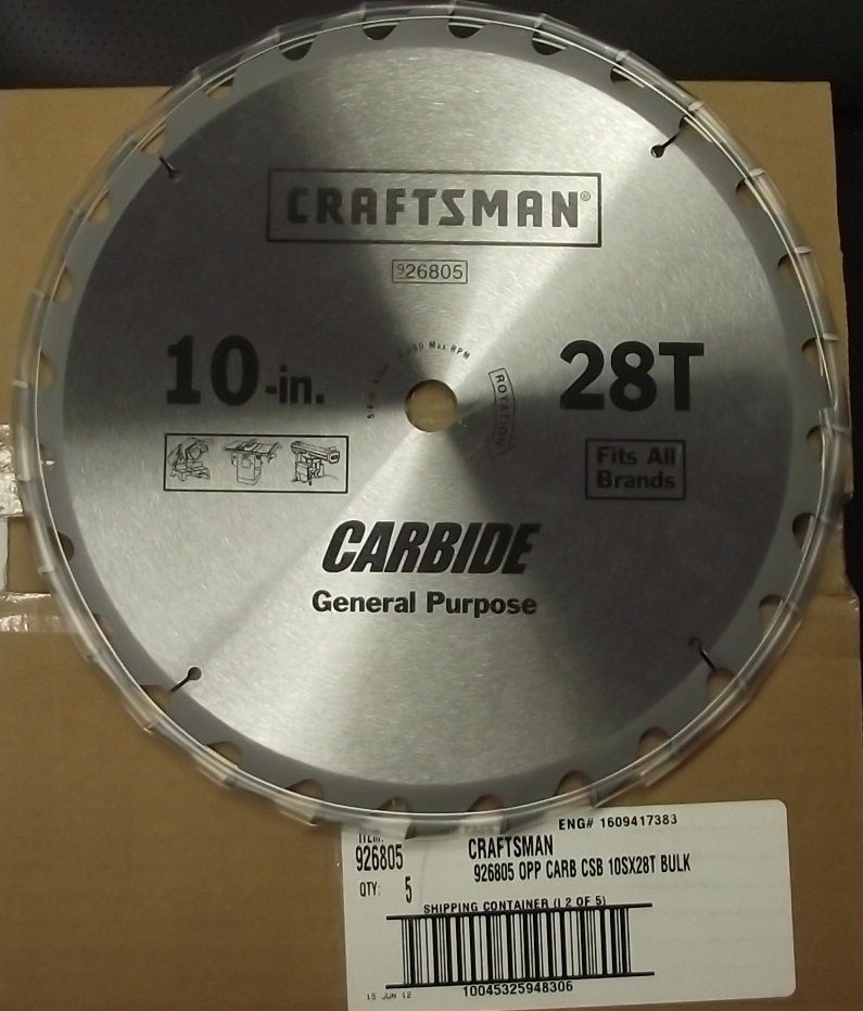 Craftsman 26805 10" X 28 Tooth General Purpose Carbide Circular Saw Bl