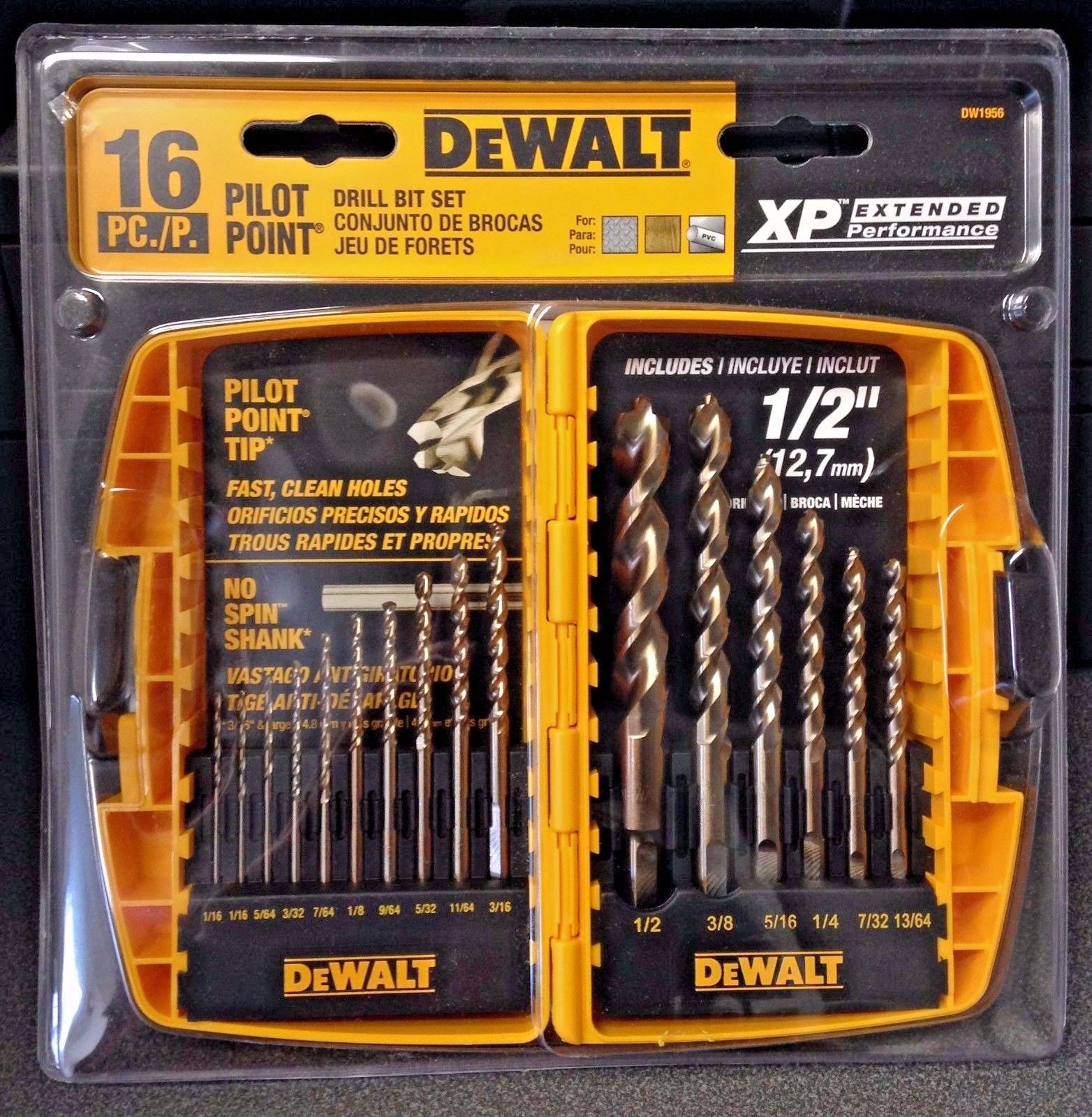 Dewalt DW1956 16 Piece Pilot Point Drill Bit Set