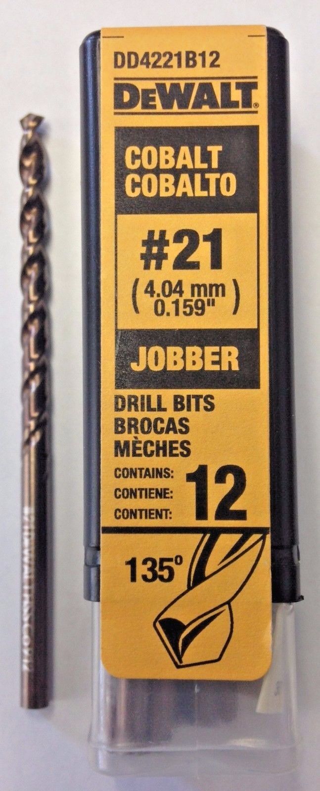 DeWalt DD4221B12 21 Wire Cobalt Jobber Drill Bits 12 Pack Germany