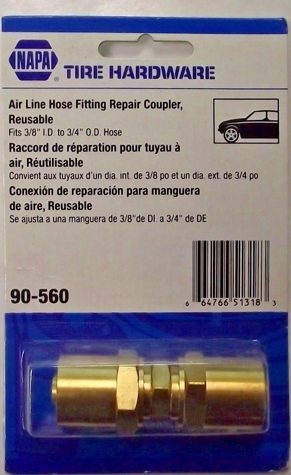 Napa 90-560 3/8 Reusable Brass Hose Splicer Coupler For Air Hoses