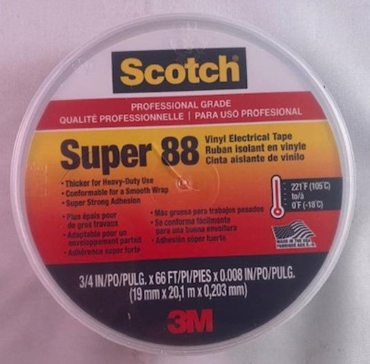 Scotch Super 88 Electrical Tape 3/4 x 66' x 0.0085 USA