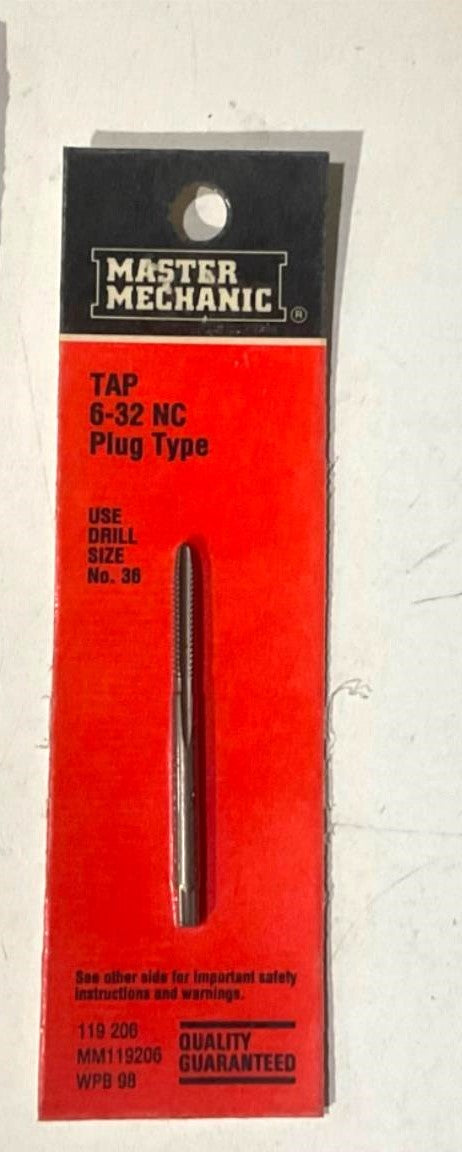 Master Mechanic 119 206 6-32 NC Plug Type Tap USA