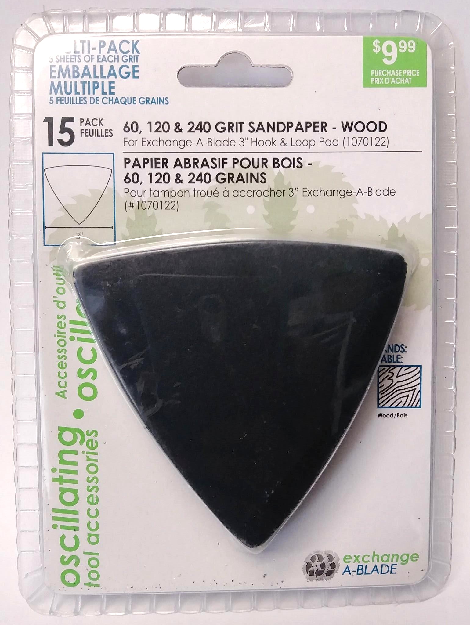 Exchange A-Blade 1070112 3" 60, 120 & 240 Grit Sandpaper (Wood) 15 Pack