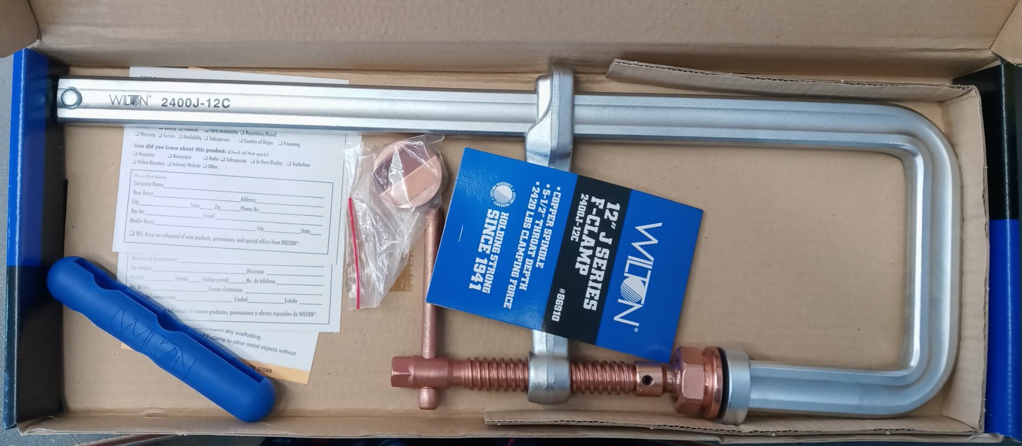 Wilton 86910 2400J-12C J Series 12" F-Clamp w/ Copper Spindle