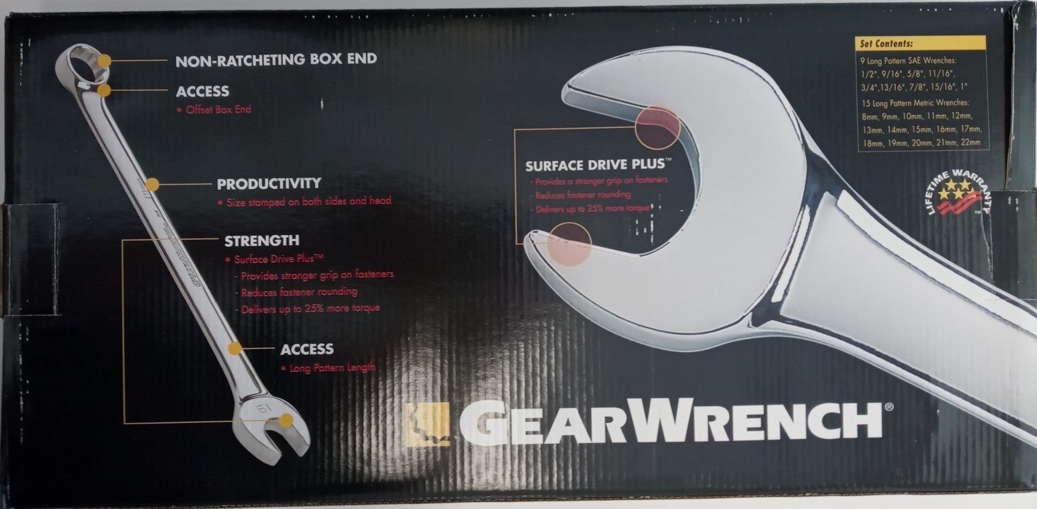 GearWrench 81900 23 Piece SAE & Metric Combination Wrench Set