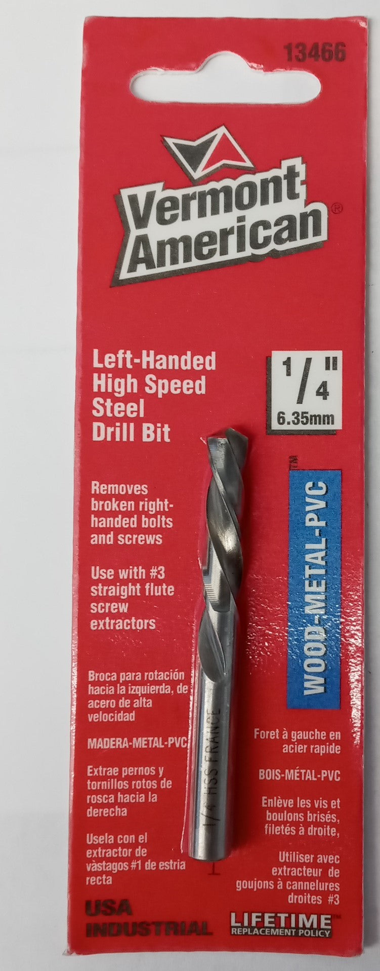 Vermont American 13466 Left Handed HSS 1/4" Drill Bit