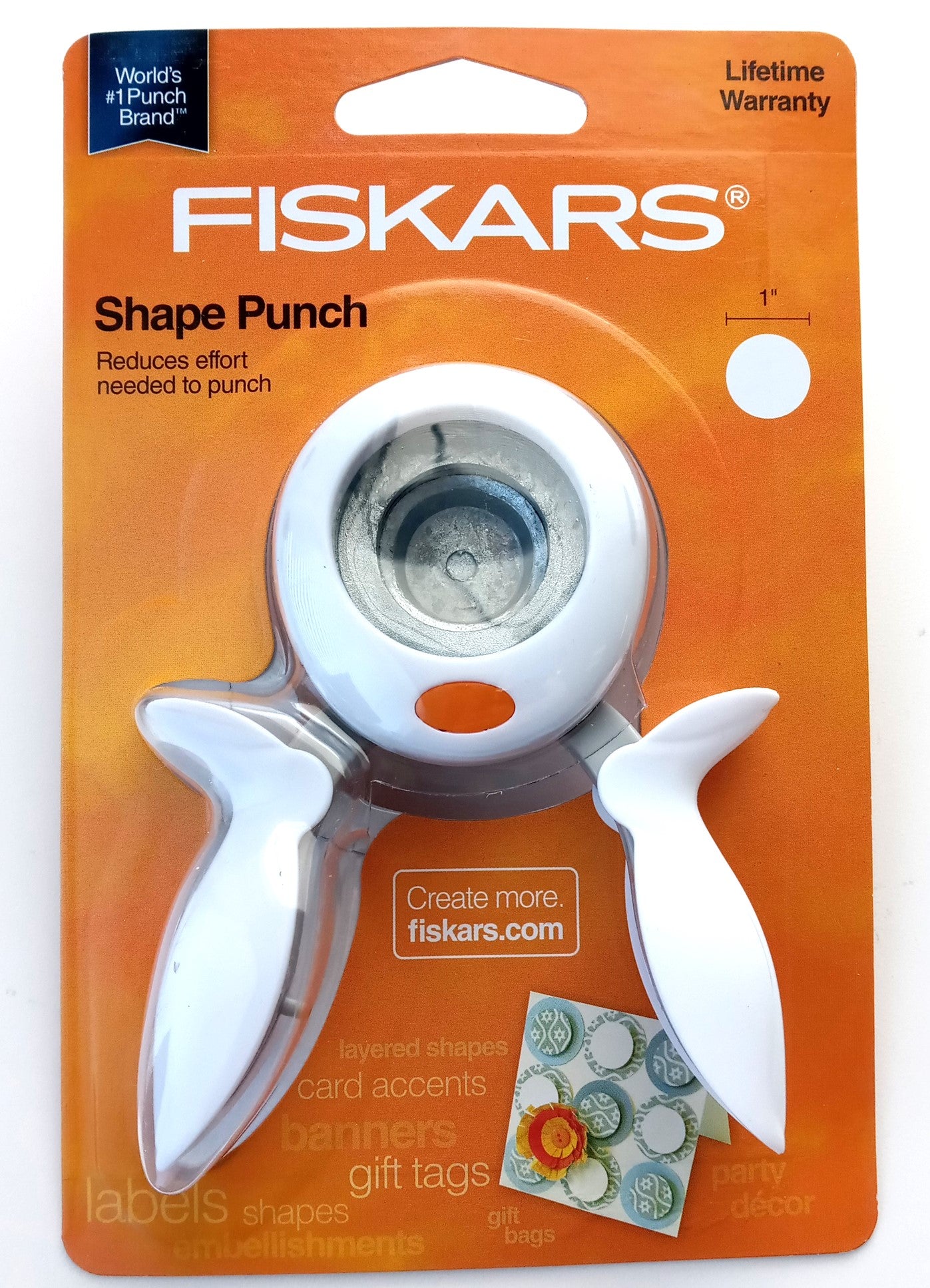 Fiskars 174420 & 174360 1" Circle and Heart Shapes Squeeze Punch Combo Set