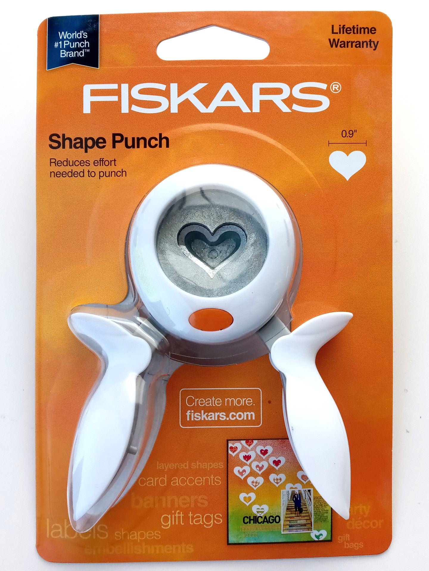 Fiskars 174420 & 174360 1" Circle and Heart Shapes Squeeze Punch Combo Set