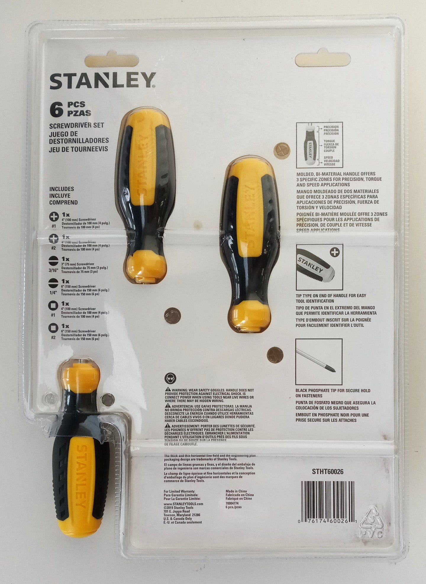 Stanley STHT60026 Screwdriver 6pc Set Phillips & Slotted