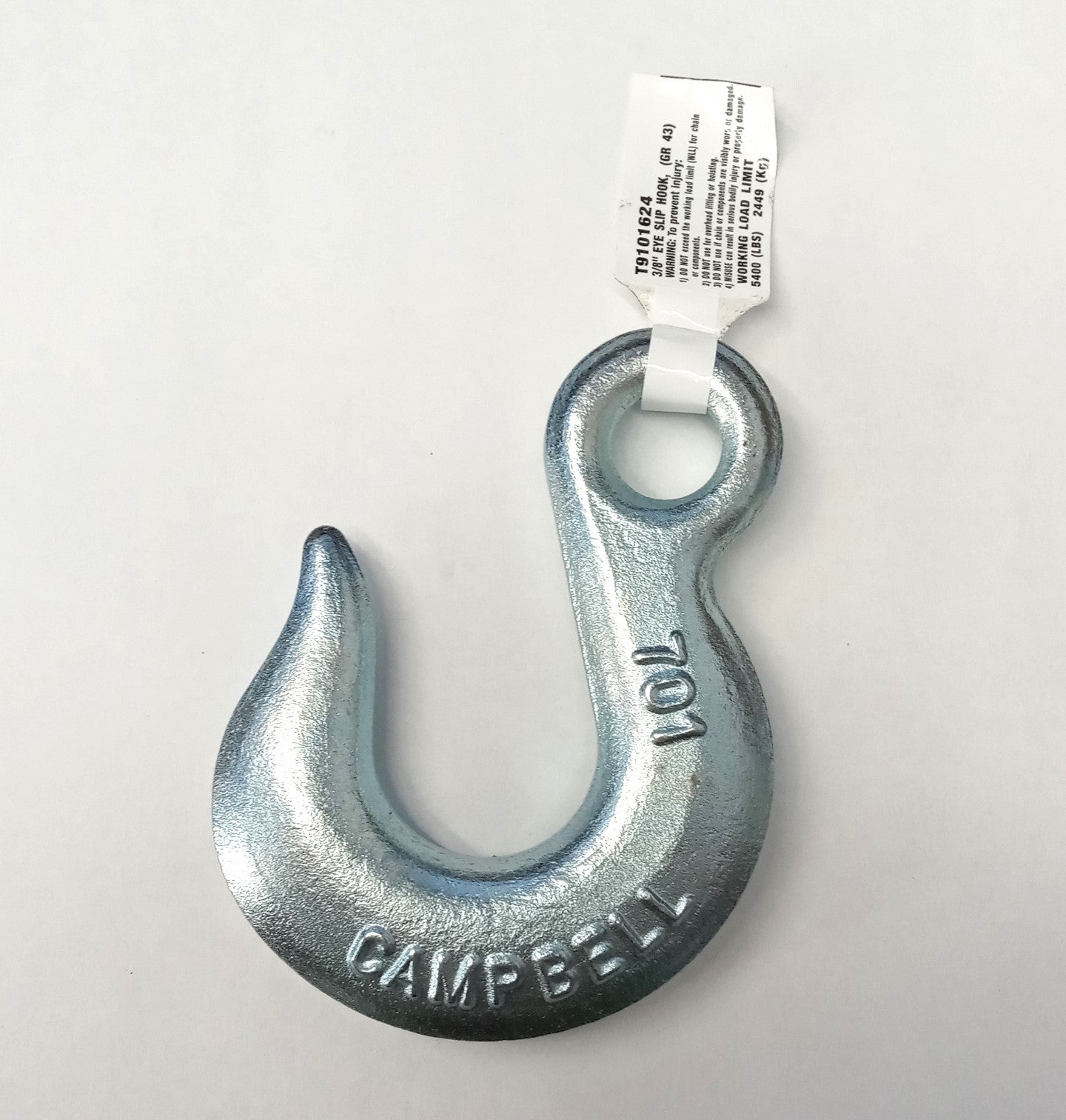 Campbell T9101624 3/8 in. Grade 43 Eye Slip Hooks Working Load Limit 5400lbs.