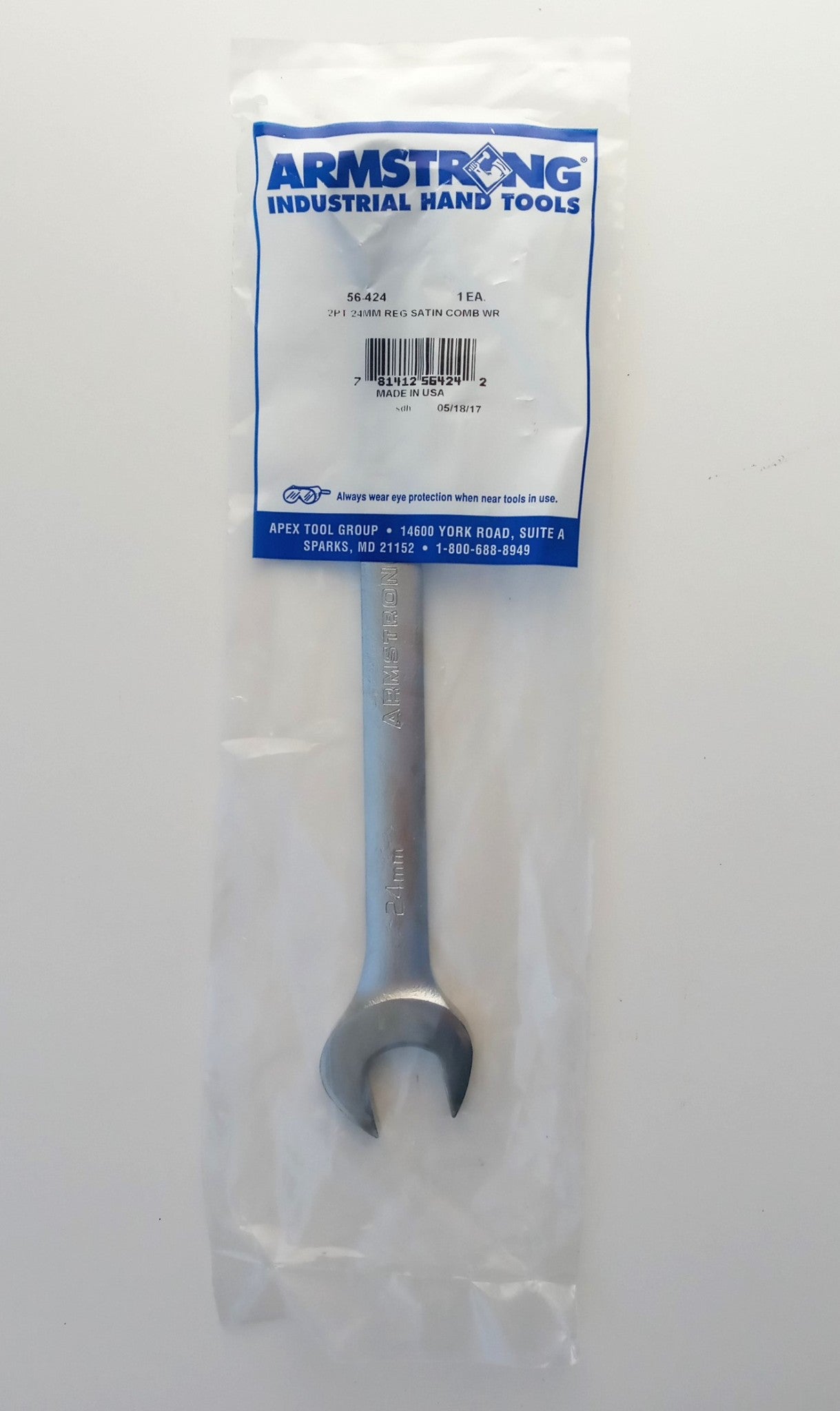 Armstrong 56-424 24mm 12 Pt. Metric Combination Wrench Satin 12" Long USA