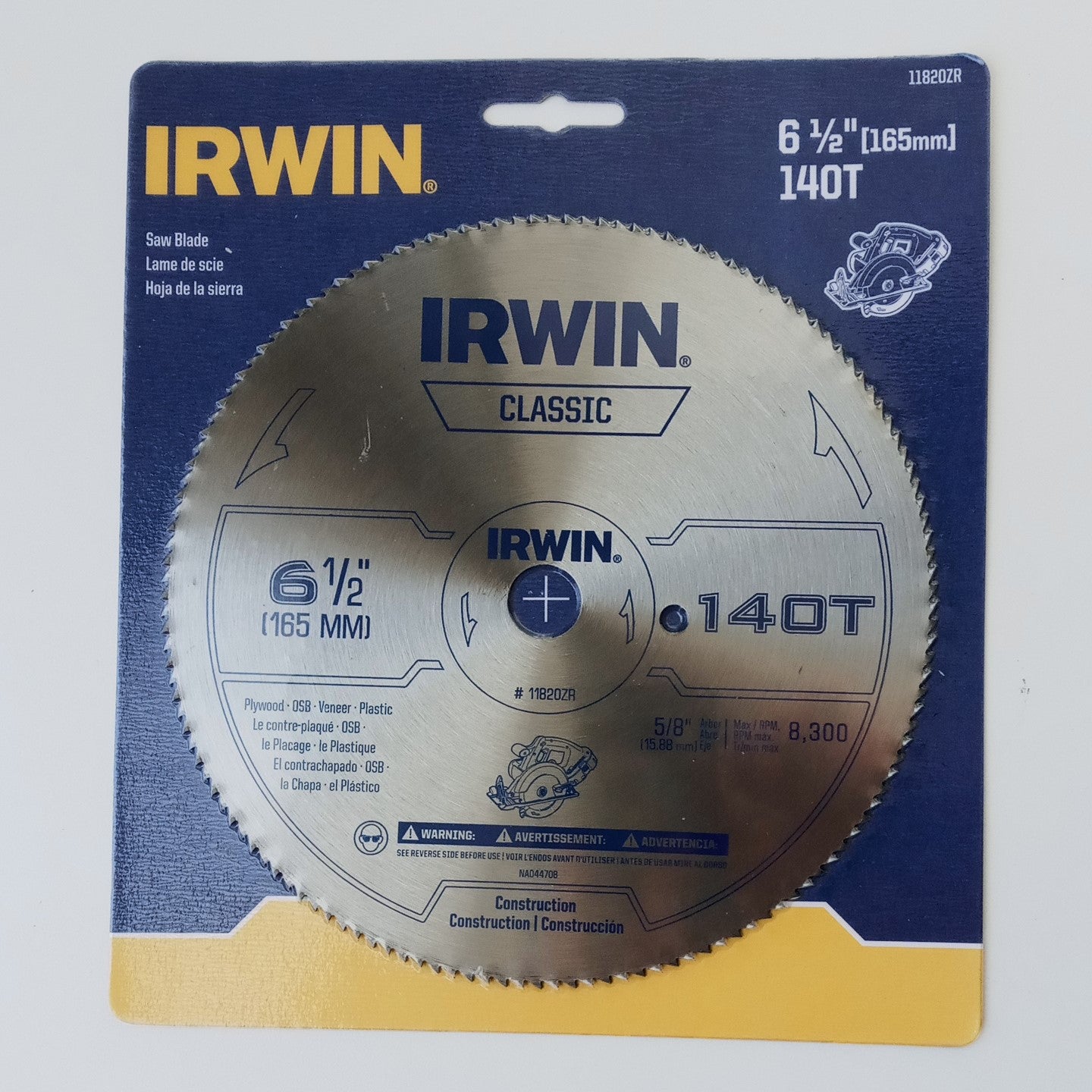 Irwin 11820ZR 6-1/2" x 14T Construction Circular Saw Blade