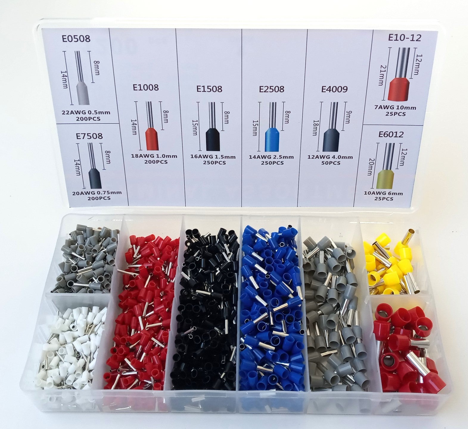 FCK1200A 1200pcs. Ferrule Wire Connector Kit Insulated Assortment Cord Pin End