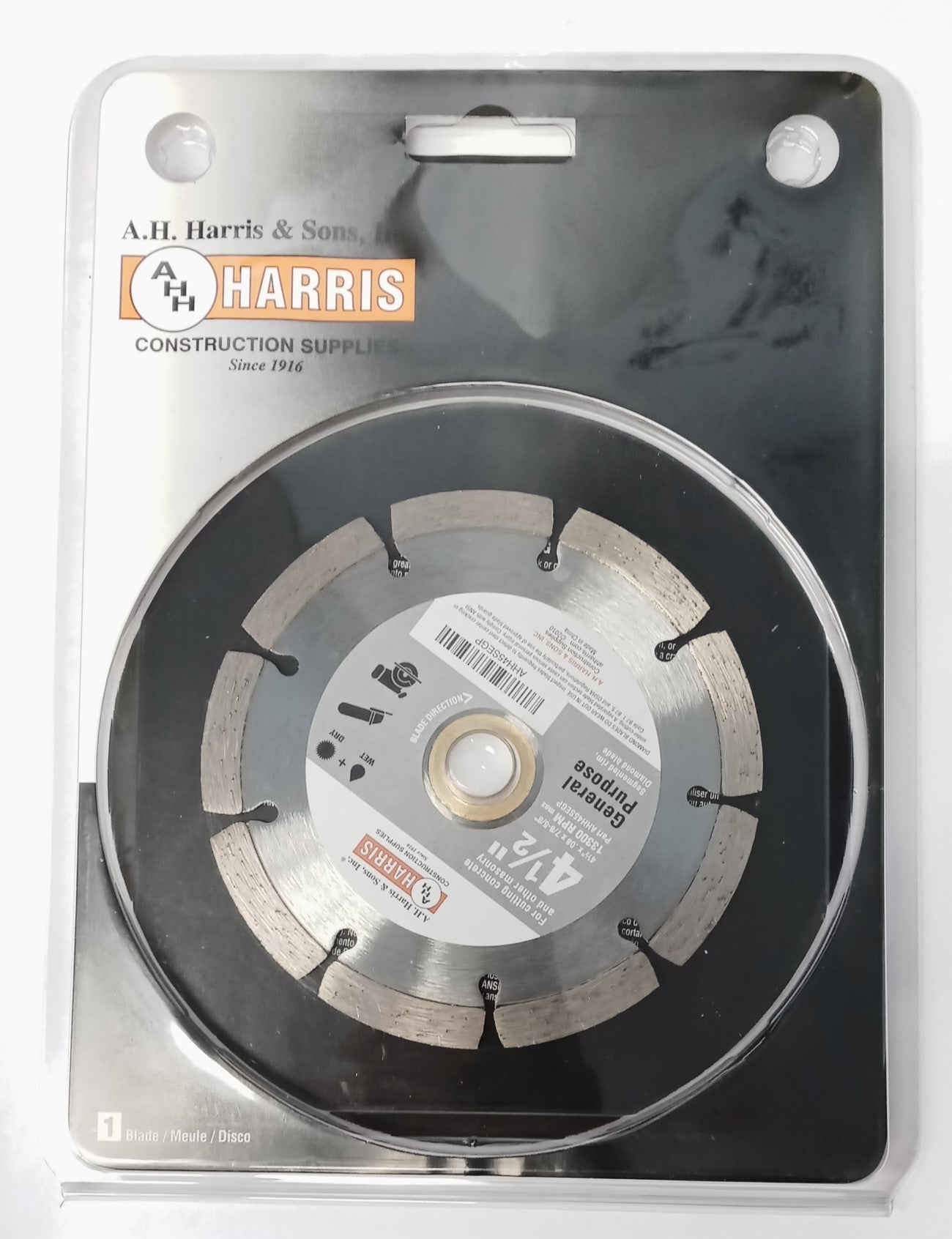 Harris AHH45SEGP 4-1/2" x .08 Segmented Diamond Saw Blade 7/8" & 5/8" Arbor