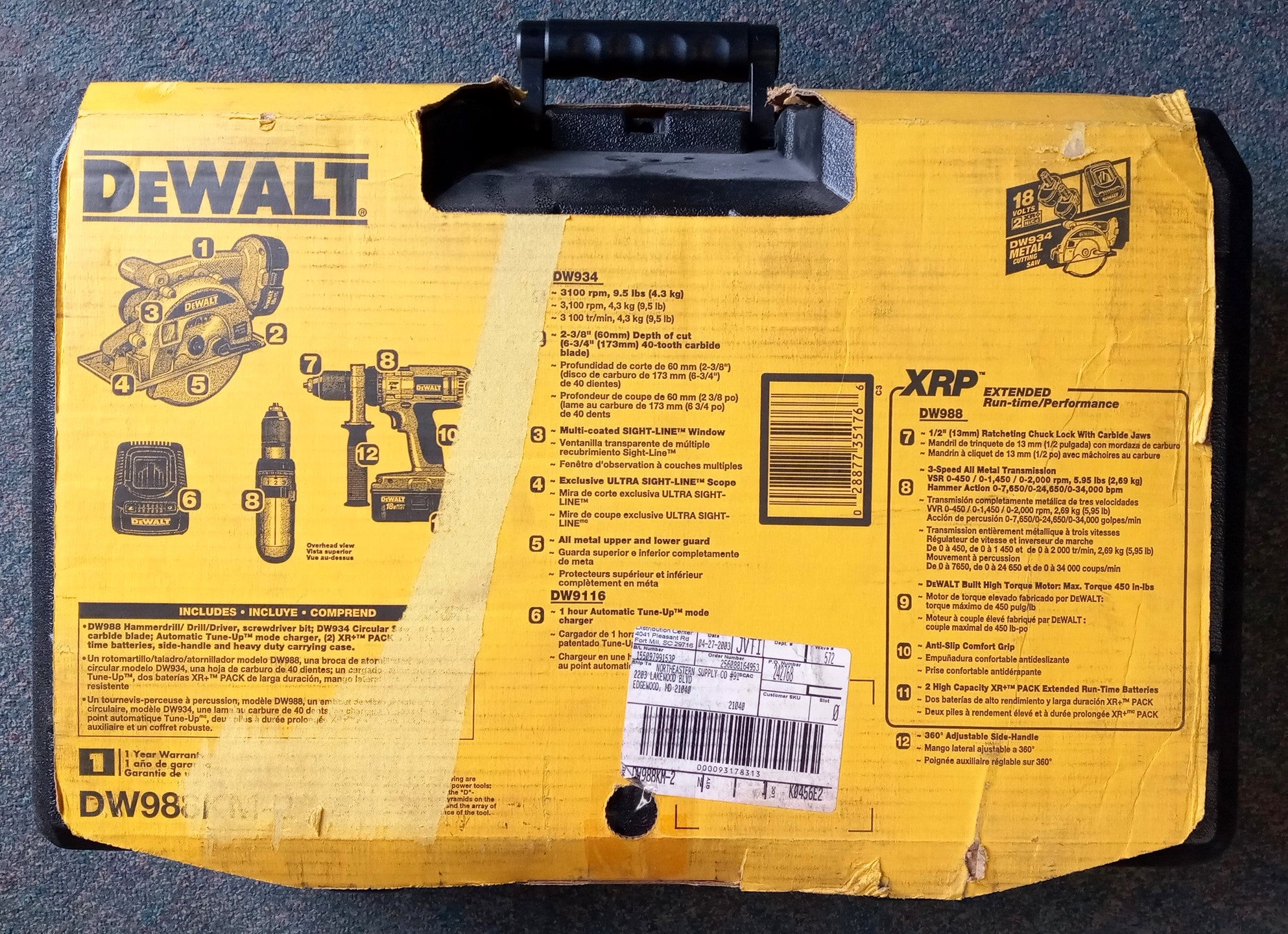 Dewalt DW988KM-2 18V Cordless Hammerdrill/Drill/Driver & Circular Saw #23