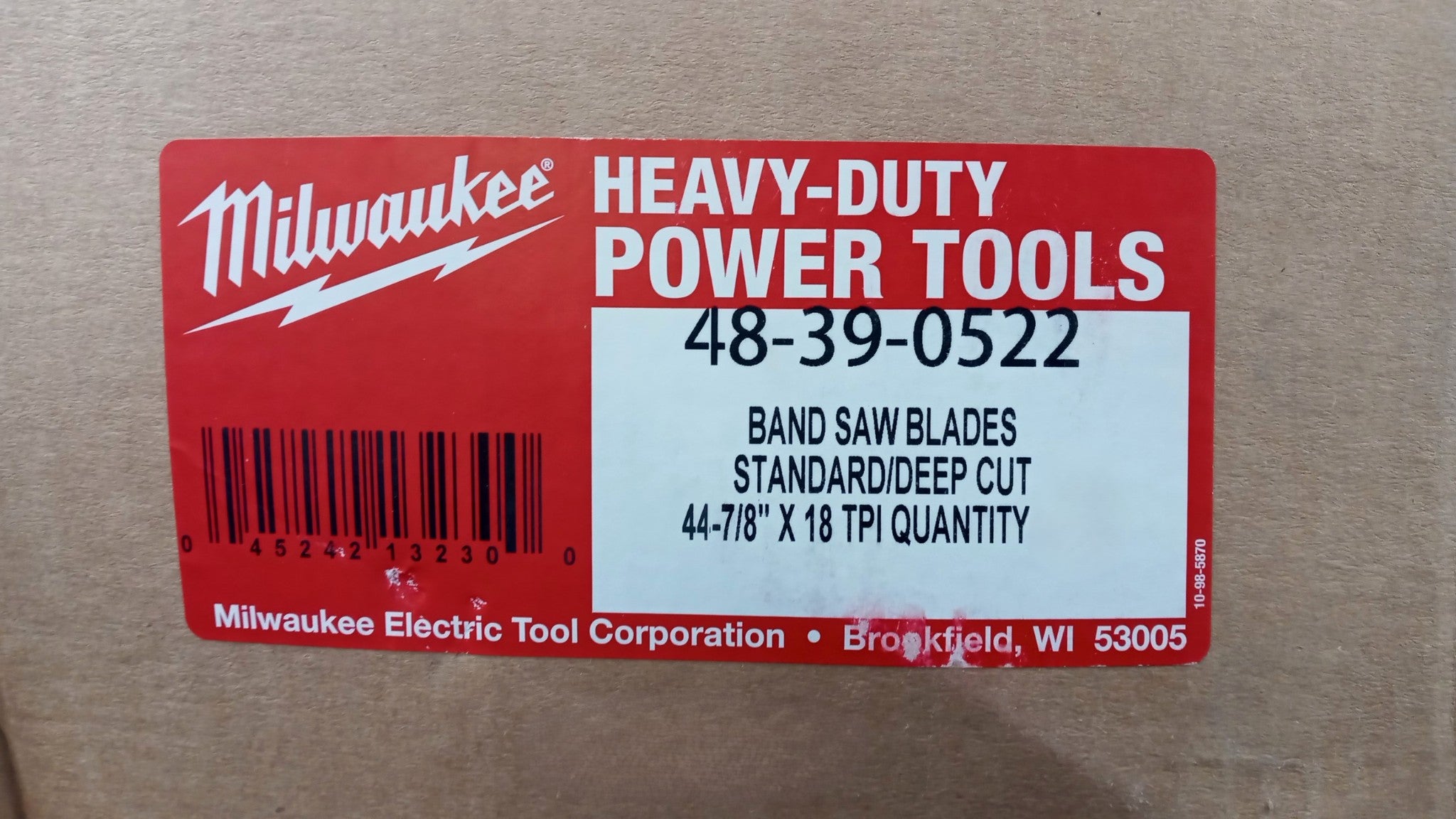 Milwaukee 48-39-0522 Deep Cut Band Saw Blade 44-7/8" X 18 TPI Bulk USA 5pcs