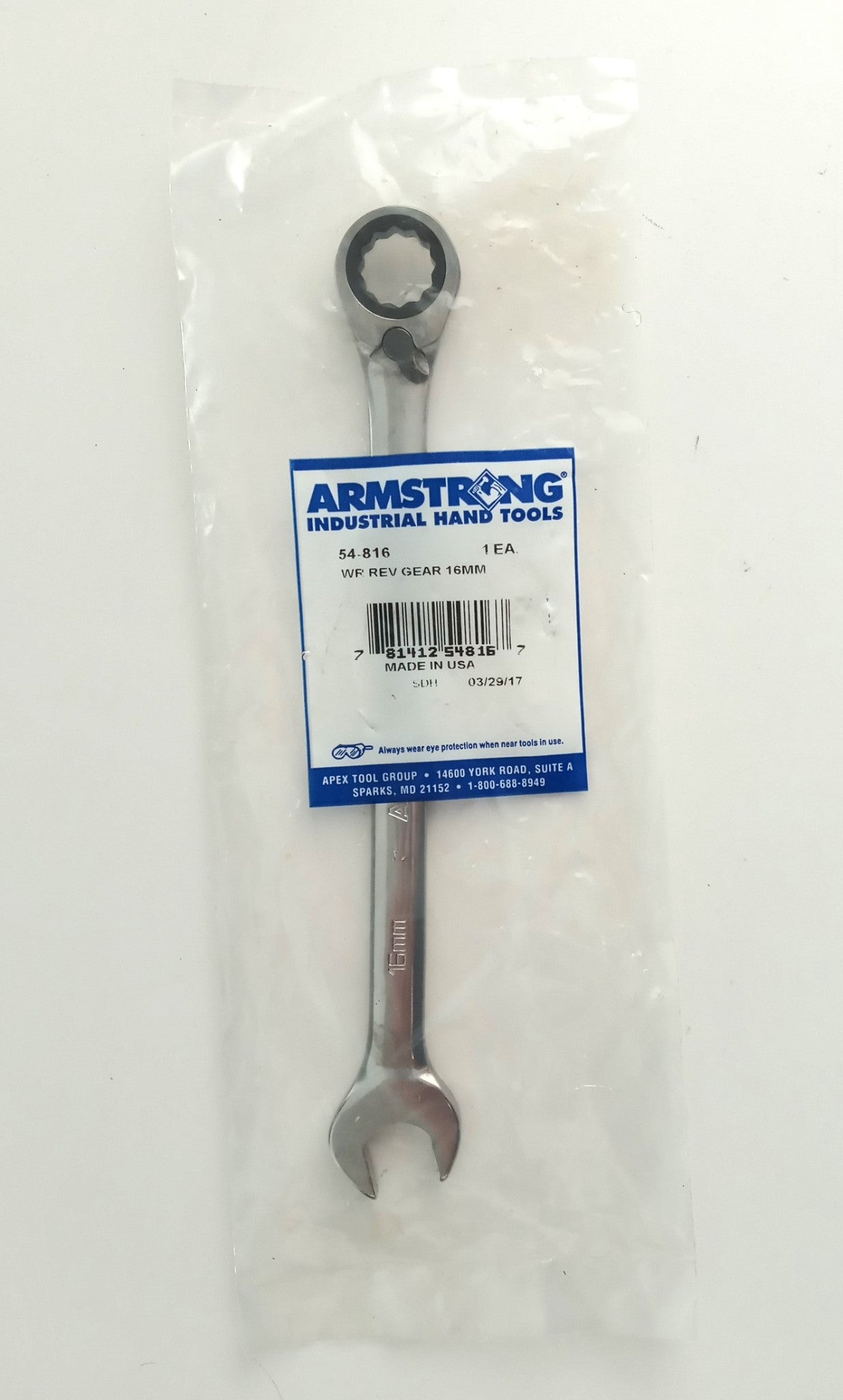 ARMSTRONG 54-816 16 MM Combination Reversible Ratcheting Wrench USA