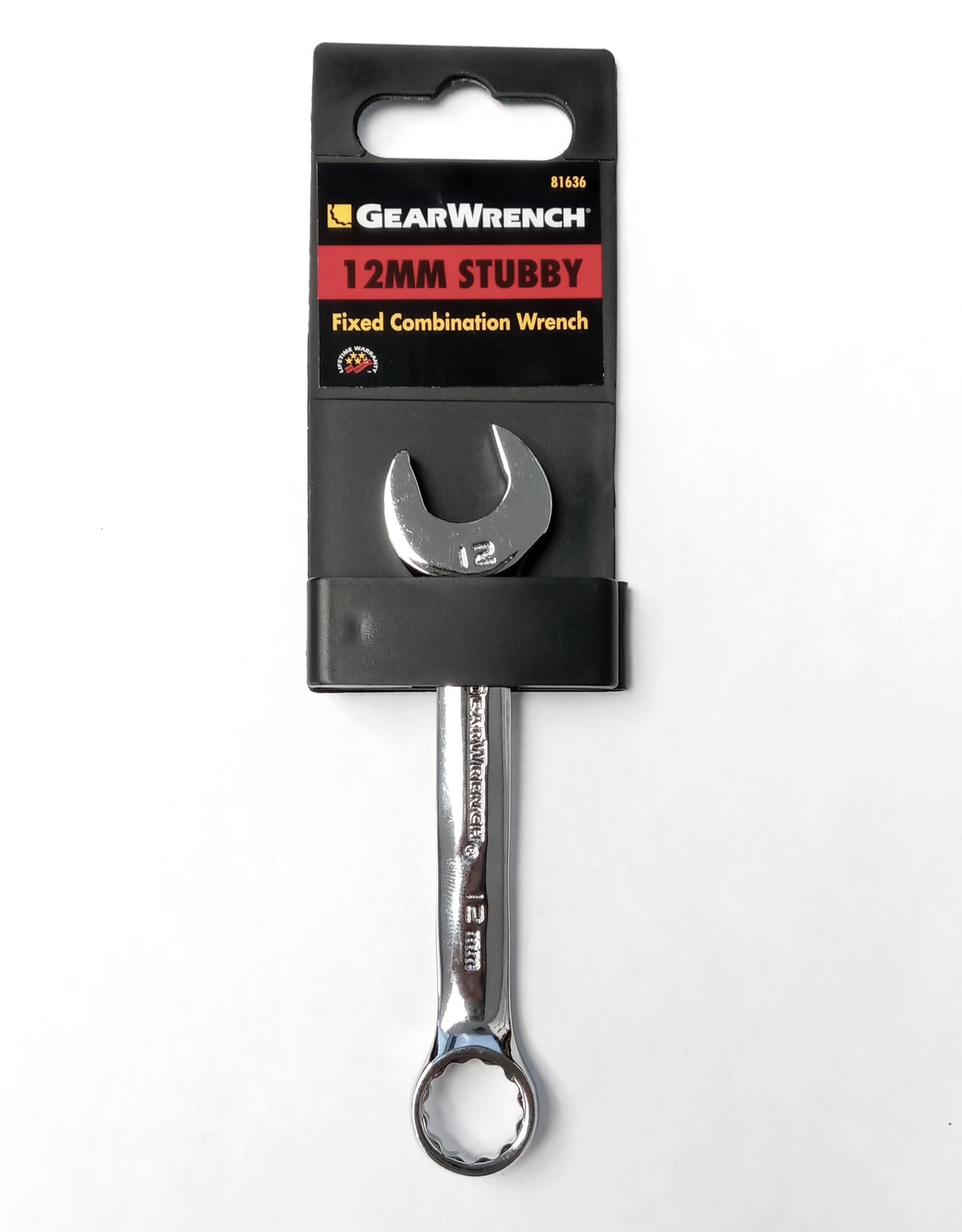 GearWrench 81636 12mm Stubby Fixed Combination Wrench - Full polish - 12 point