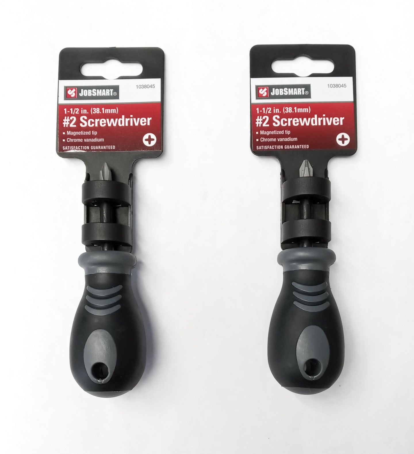 Jobsmart JS27005 1-1/2" #2 Stubby Phillips Magnetized Tip Screwdriver 2pcs.