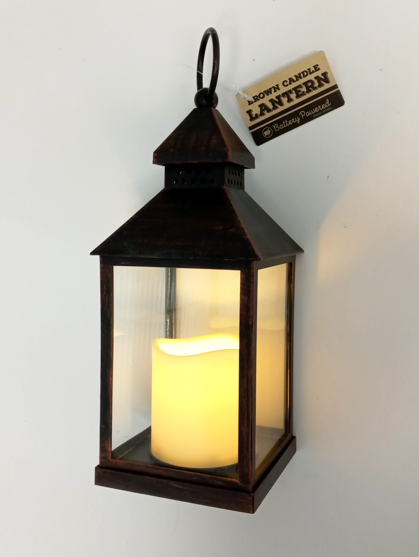 Decorative Brown Lantern 37892 With Battery Operated Candle 9-1/2" 2pcs