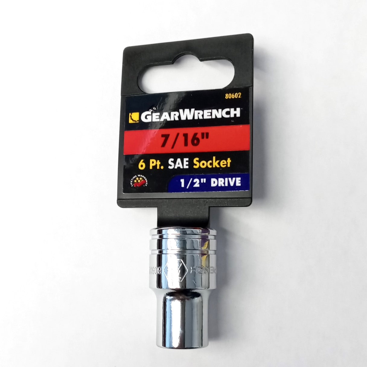 Gearwrench 80602 7/16" - 1/2" Drive Shallow 6pt Point SAE Socket