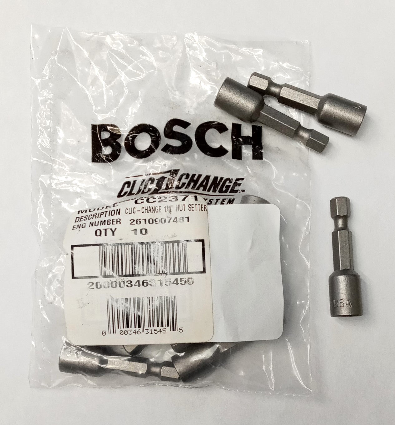 Bosch CC2371 1/4 x 1 5/8 Magnetic Nutsetter 10pcs. USA