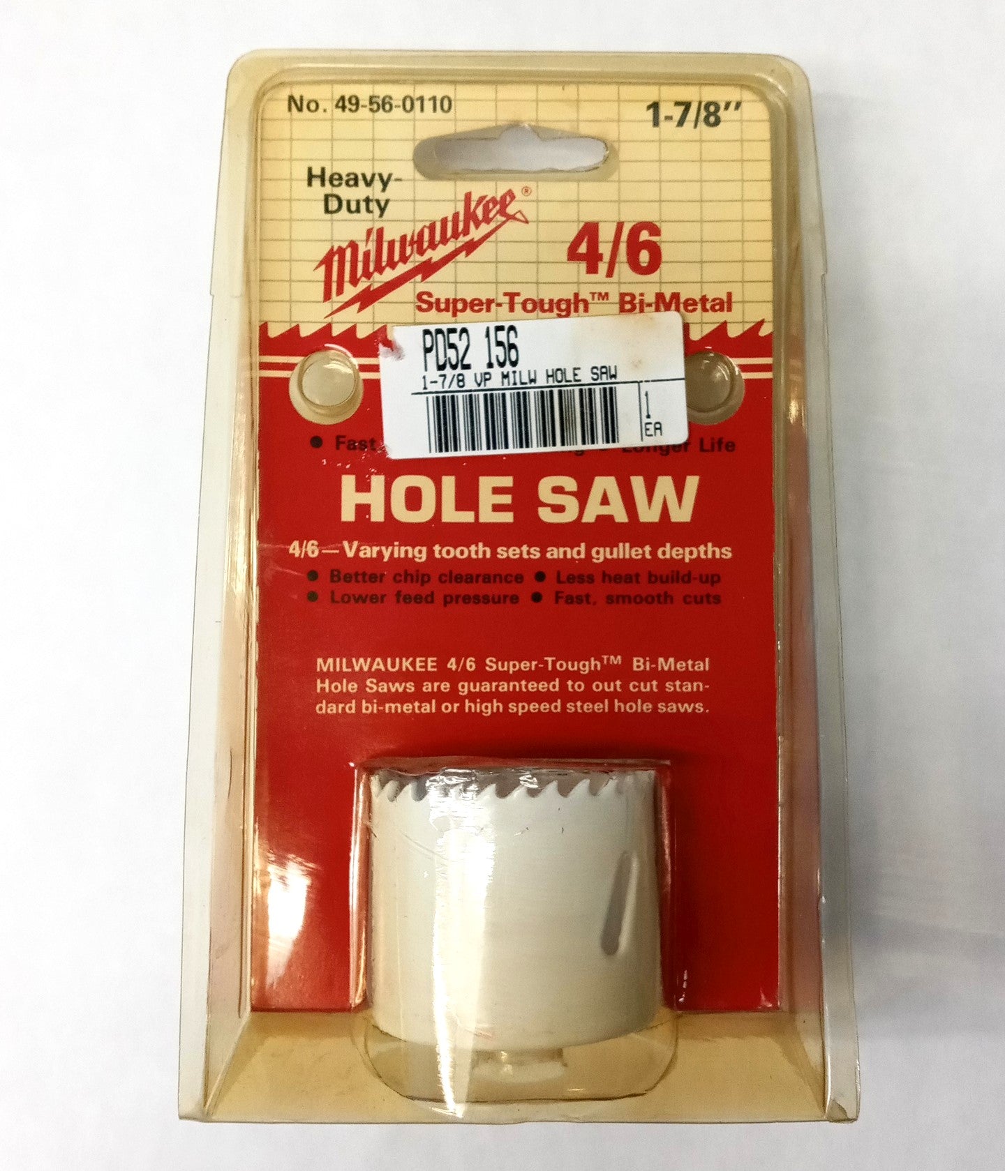 Milwaukee 49-56-0110 1-7/8" (48mm) Bi-Metal 4/6 Varying Tooth Hole Saw USA