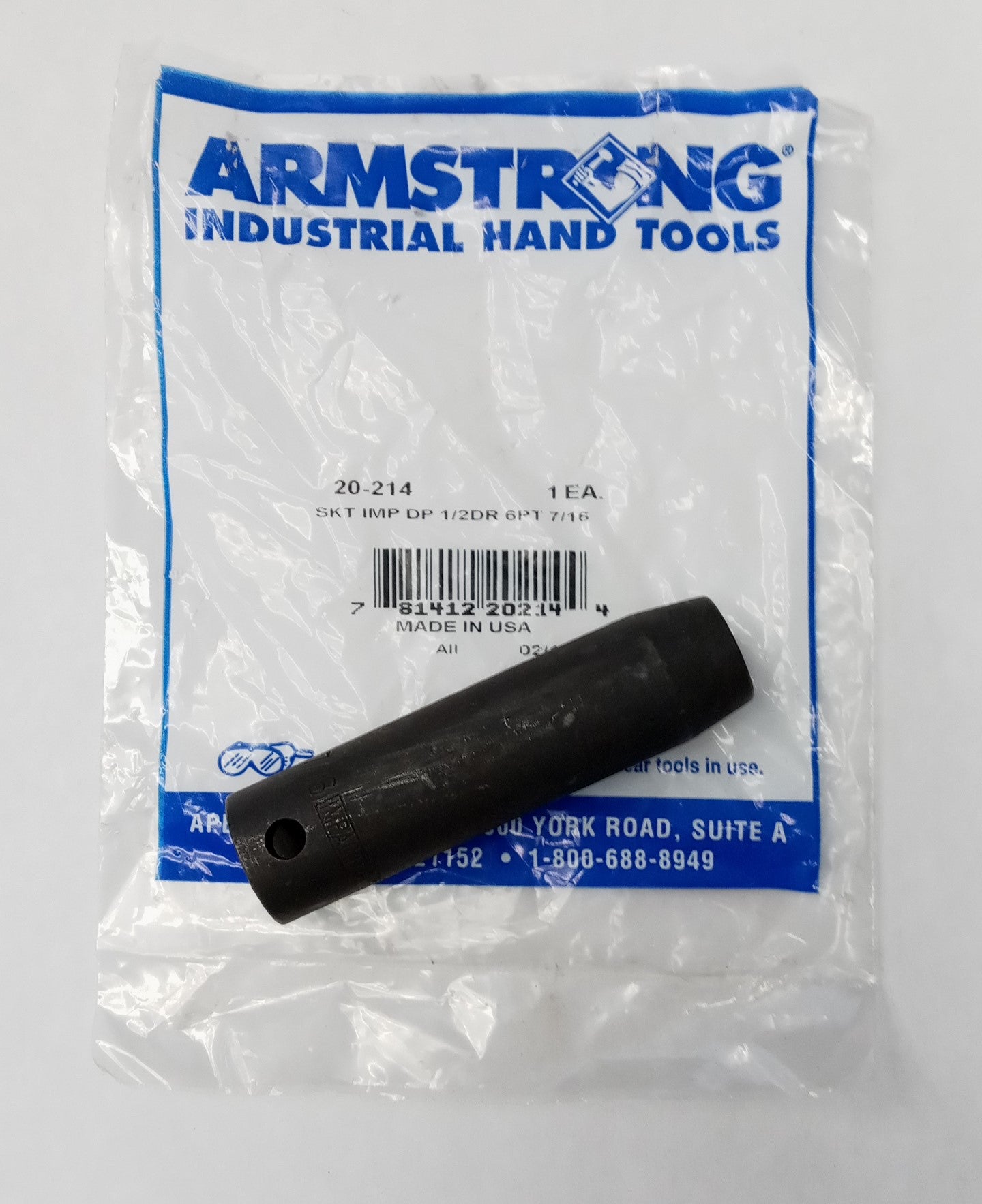 ARMSTRONG 20-214 1/2" Drive 7/16" Deep Impact 6 Point Socket USA