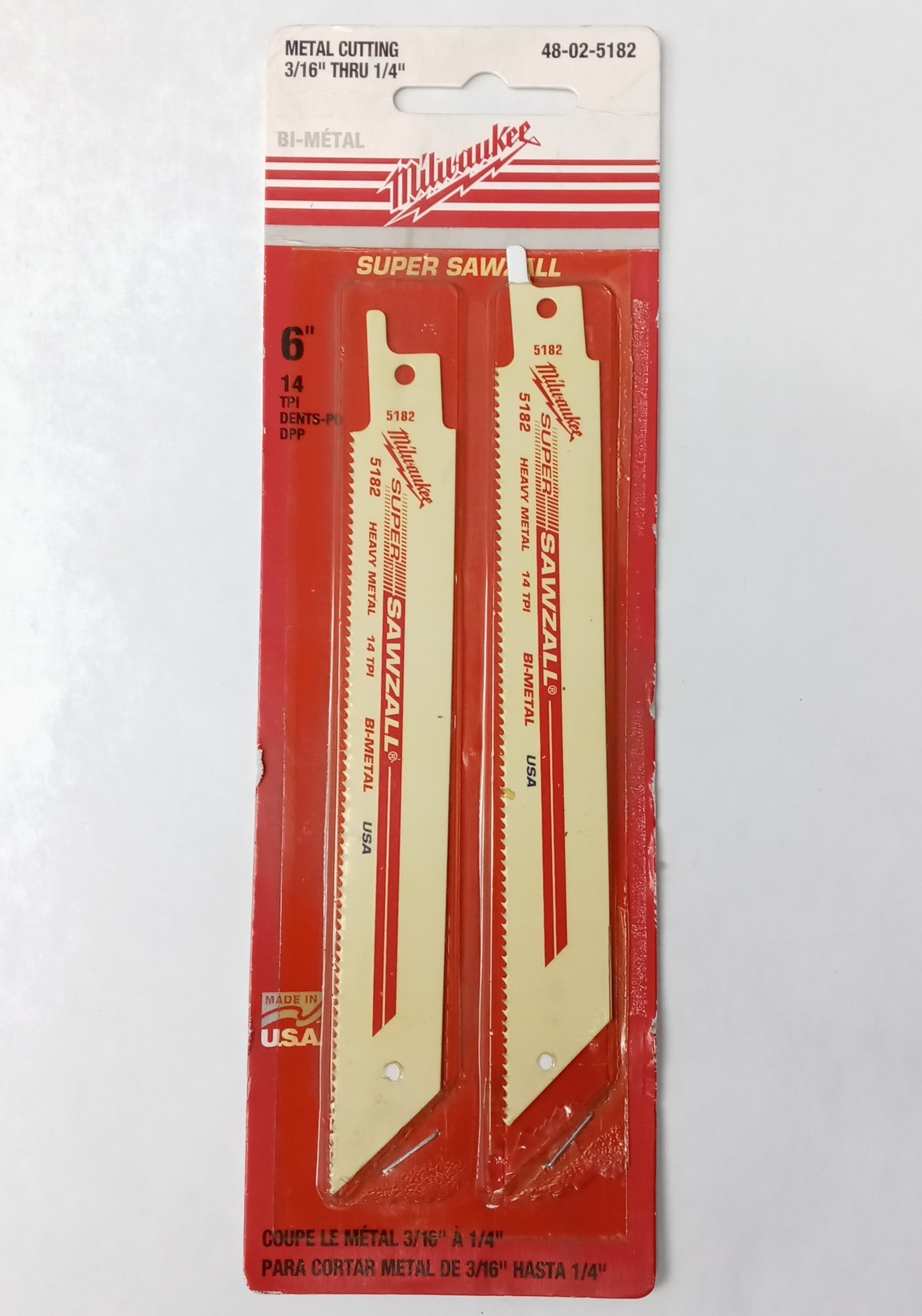 Milwaukee 48-02-5182 Sawzall 6" 14TPI Metal Scroll Cutting Blade 2pk USA