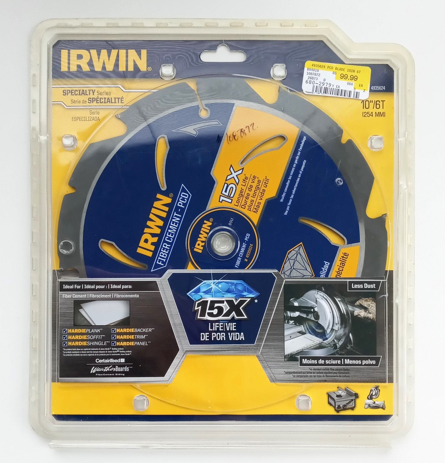 Irwin 4935624 10'' x 6T Marathon Fiber Cement Circular Saw Blade