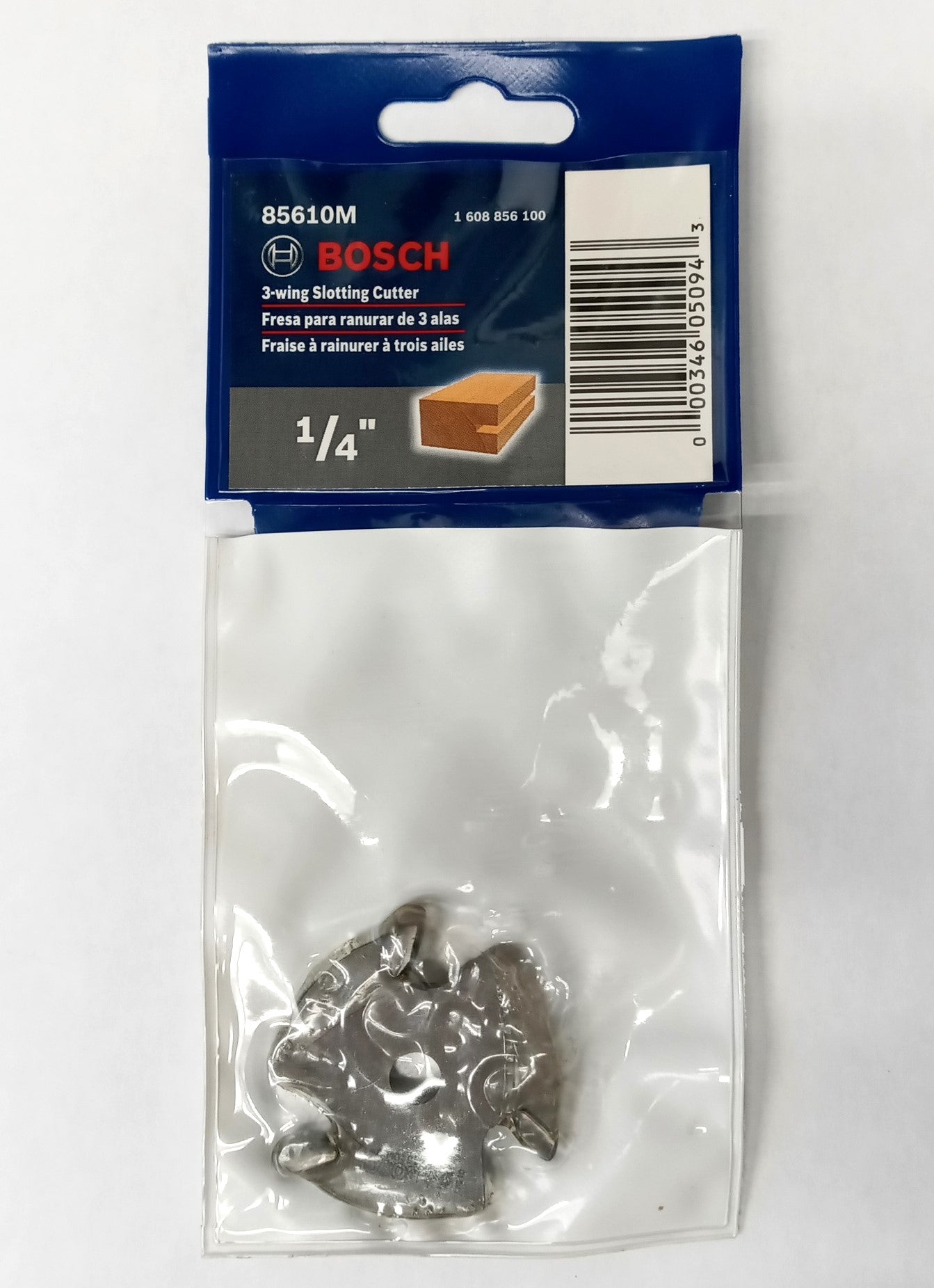 BOSCH 85610M 1/4 In. Carbide Tipped 3-Wing Slotting Cutter Bit