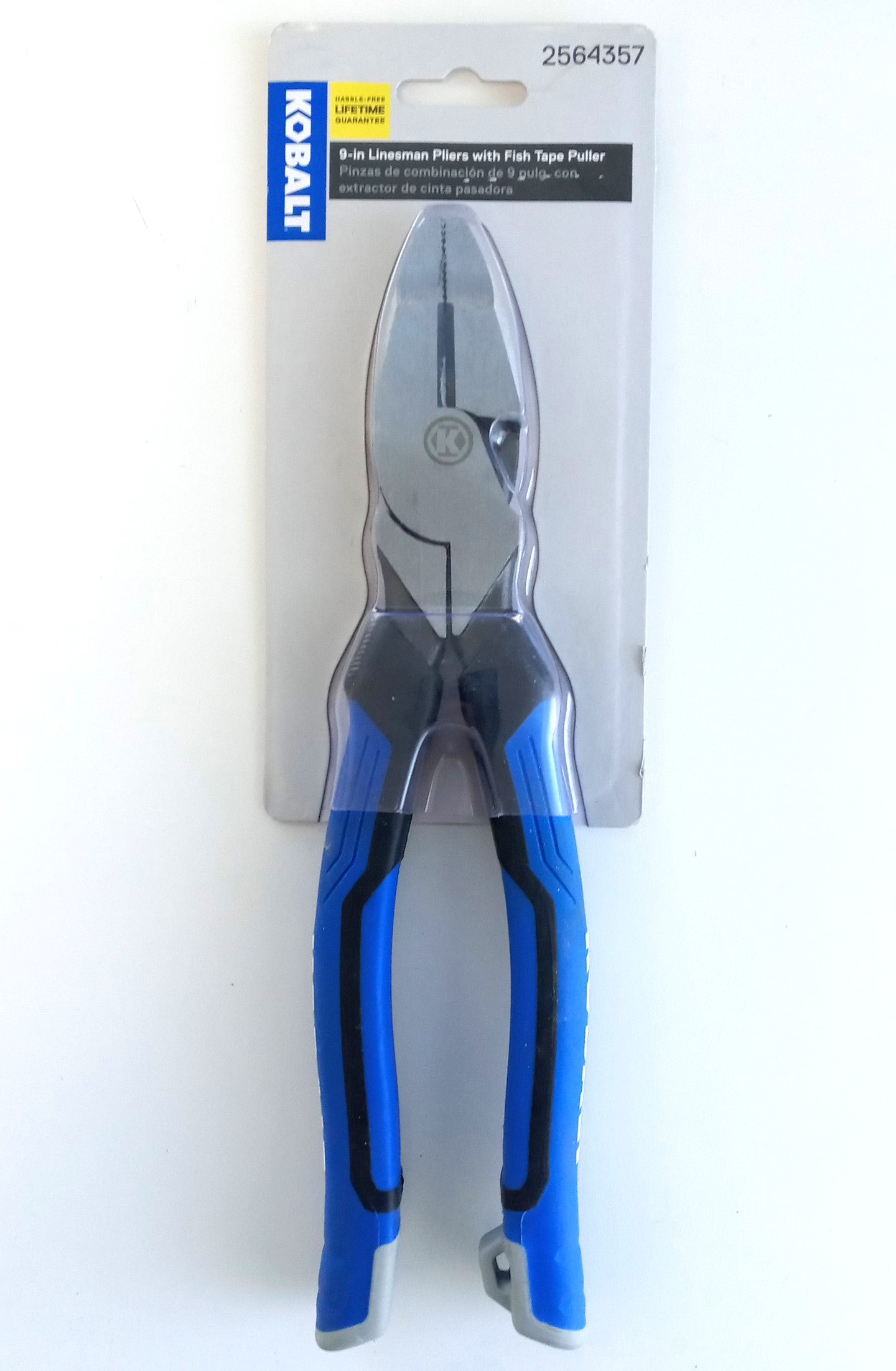 Kobalt 2564357 9" Linesman Pliers with Fish Tape Puller cutter blue Heavy Duty