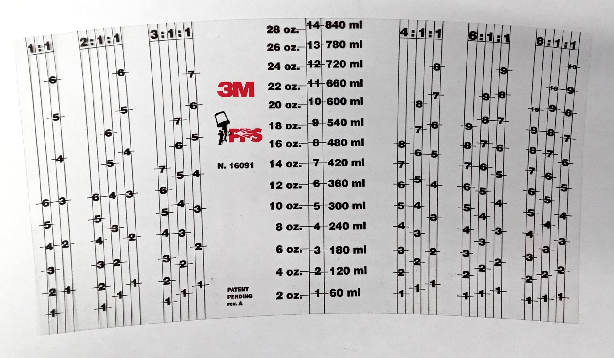 3M 16091 Plastic Mix Ratio Insert 10 pieces