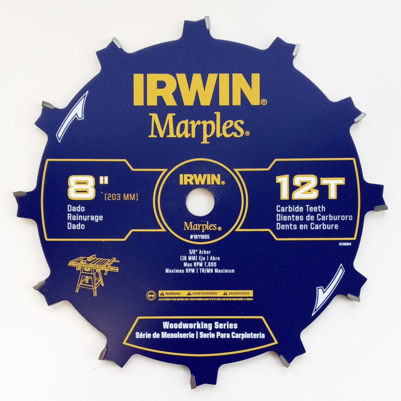 IRWIN 1811865 Marples 8" Stack Dado 12 Teeth Saw Blade Set Carbide Tip