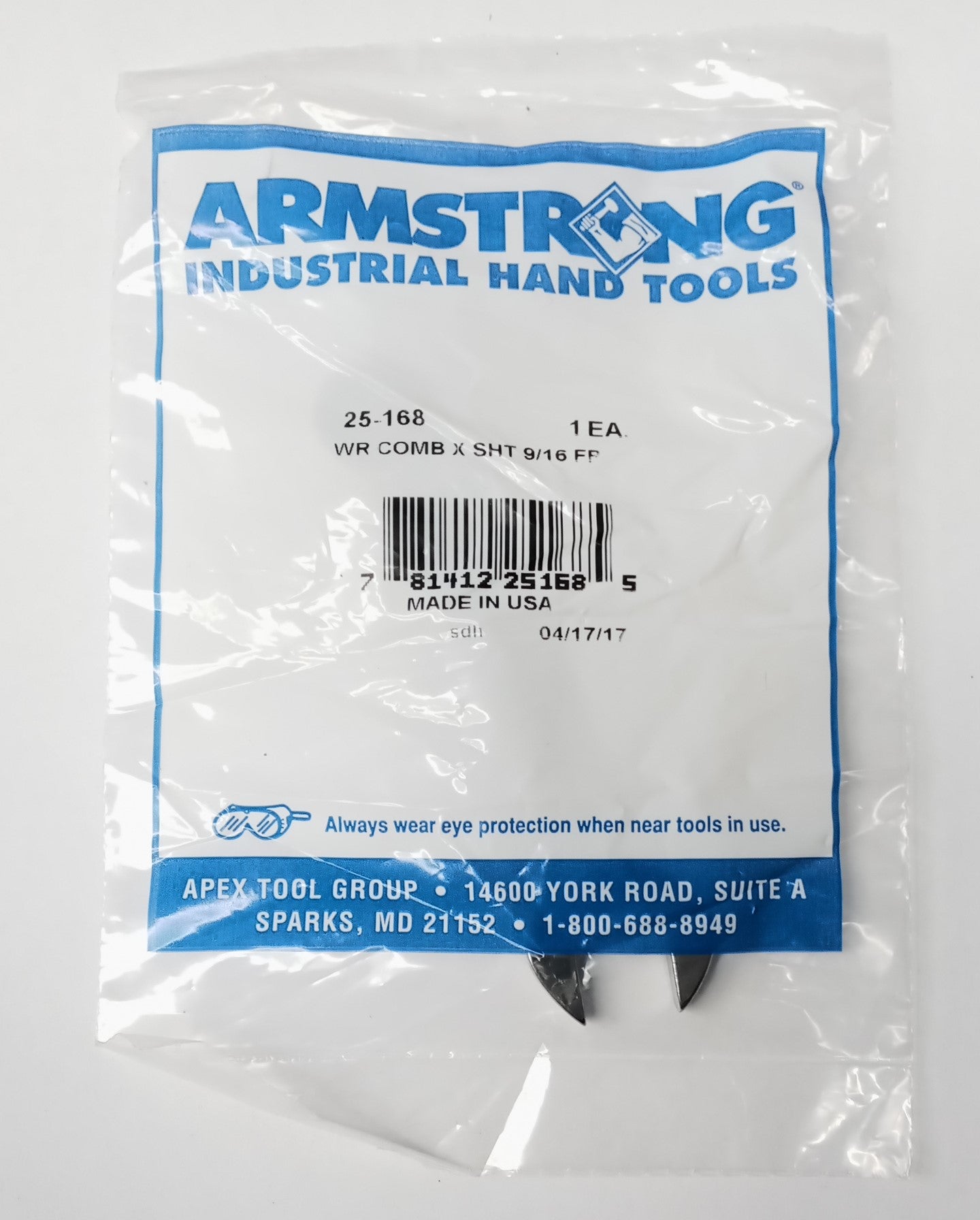 Armstrong 25-168 9/16" 12 Point Full Polish Extra Short Combination Wrench USA