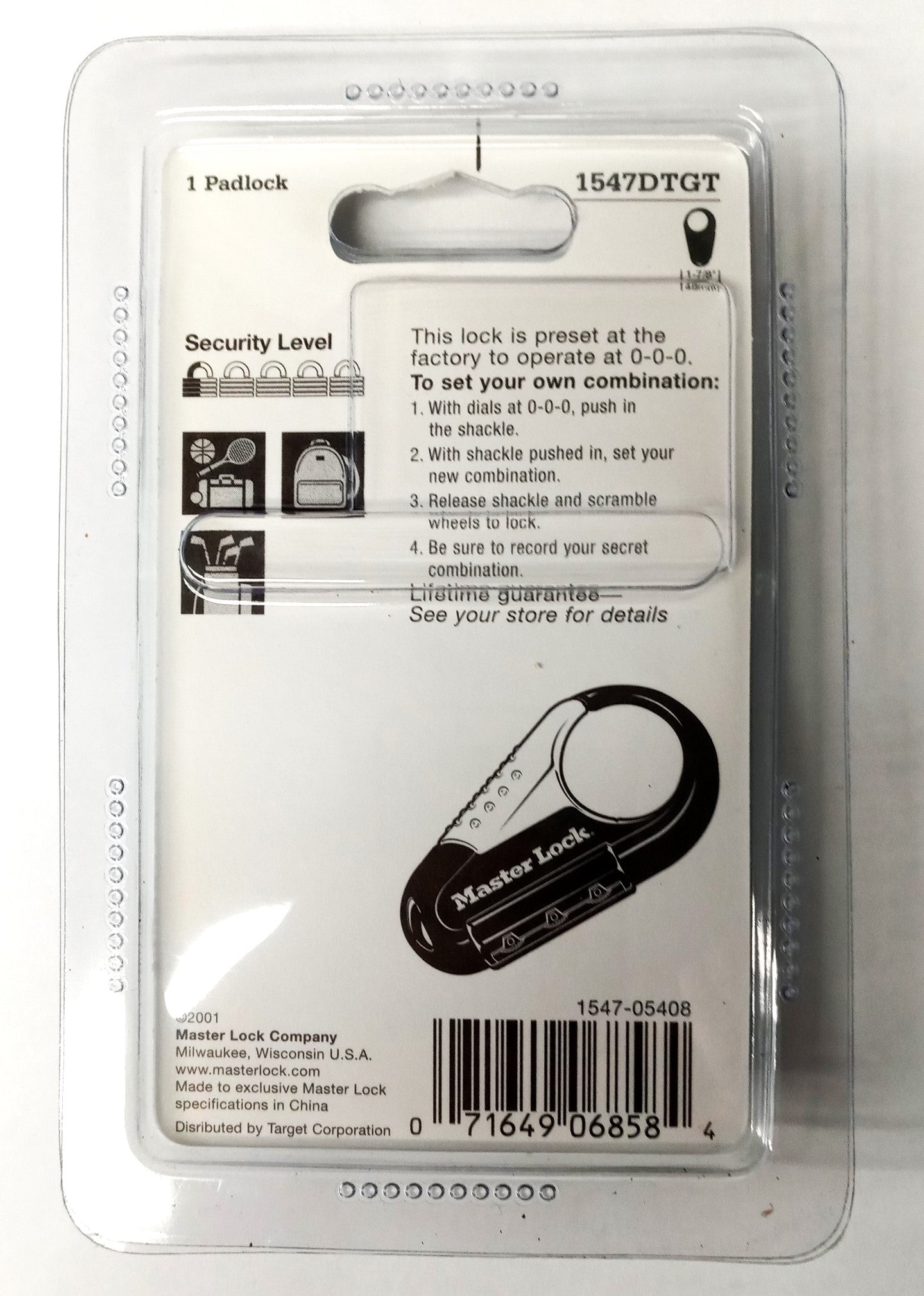 Master Lock 1547DTGT Combination Set-Your-Own Backpack Padlock (2 Packs)