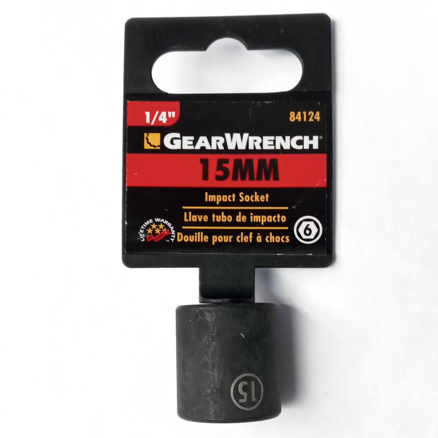 GearWrench 84124 6 Point Standard Impact Socket Metric 1/4" Drive x 15 MM