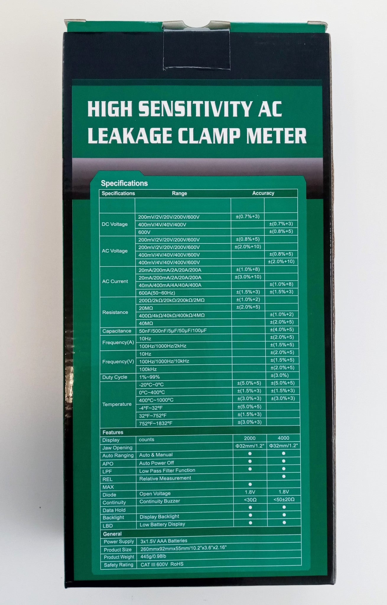 Mastech MS2010B High Sensitivity AC Leakage Clamp Meter