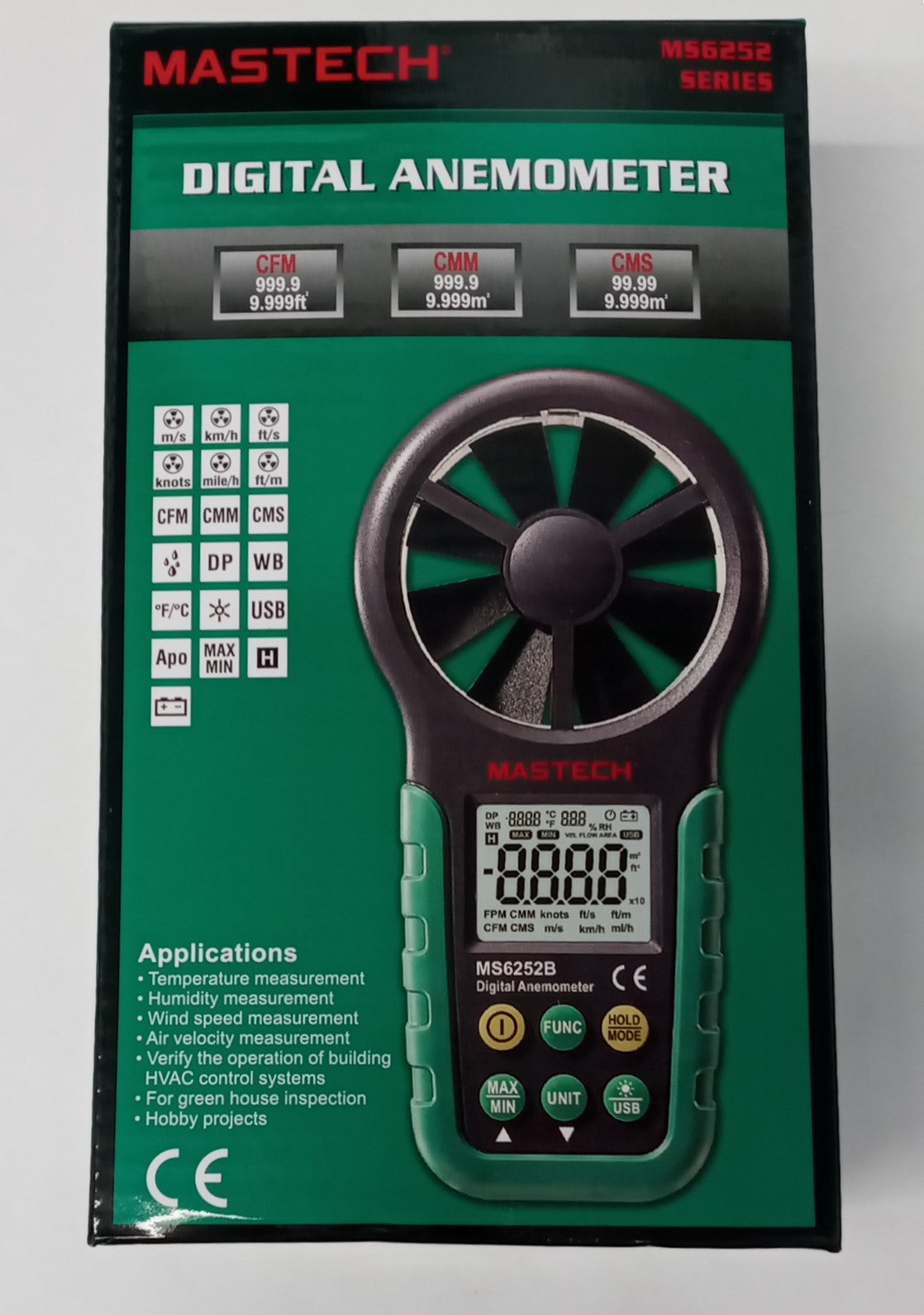 MASTECH MS6252A Digital Anemometer Air Wind Speed Velocity Meter