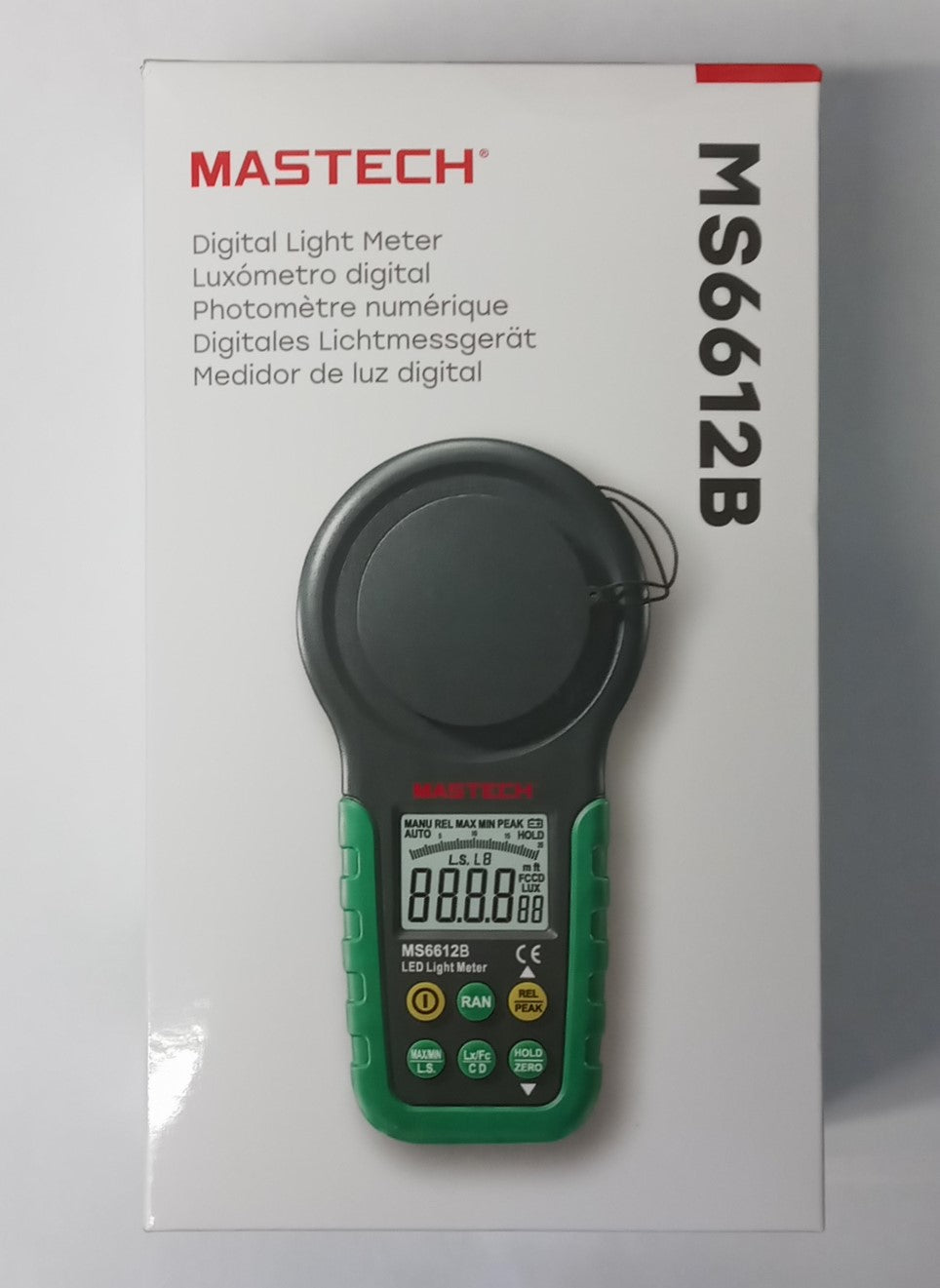 Mastech MS6612B Digital Luxmeter Light Meter Auto Range Peak 200000 Lux