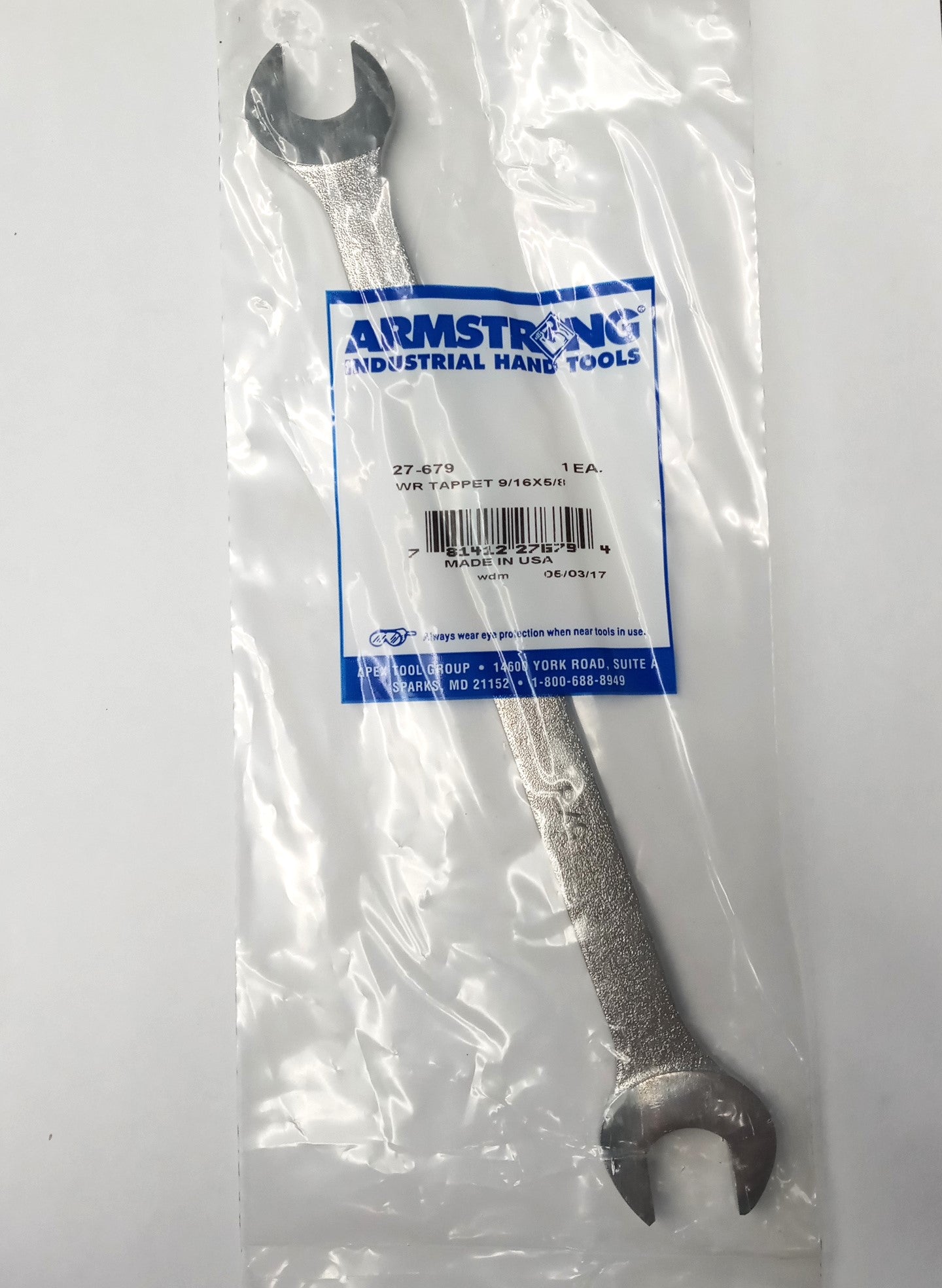 Armstrong 27-679 9/16" X 5/8" Open End Tappet Wrench Thin Flat 10" Long USA