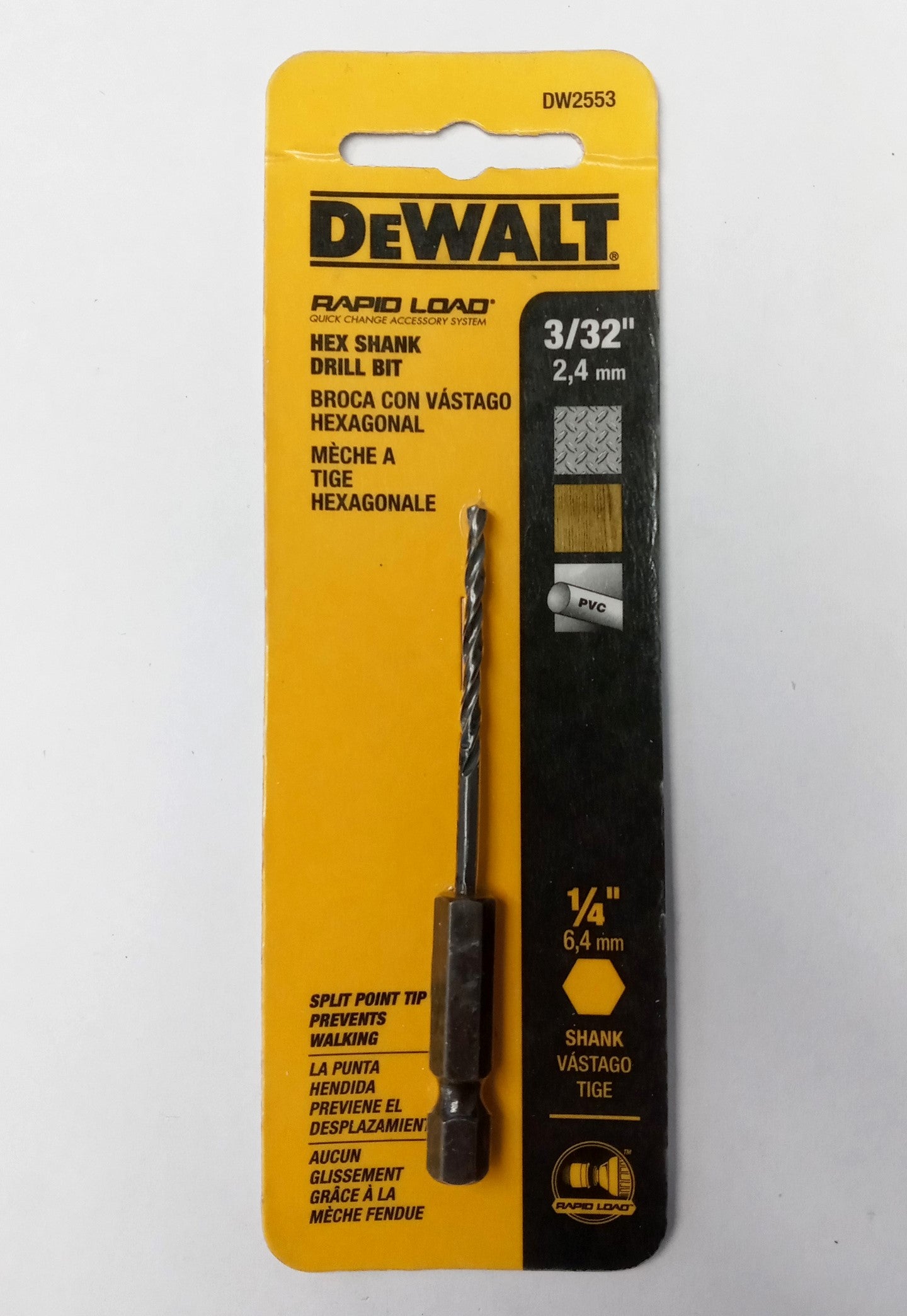 DeWalt DW2553 Quick Change 3/32" Hex Shank Drill Bit