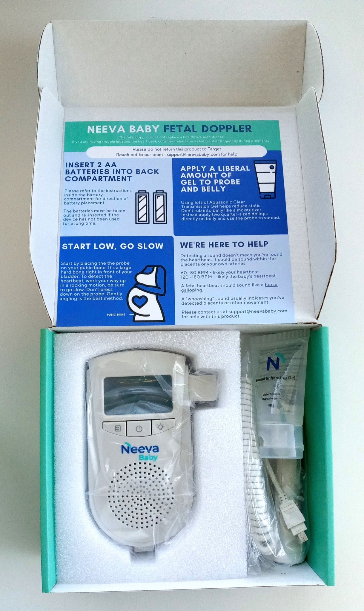 Neeva Portable Fetal Doppler, Baby Heart Rate Monitor For Home Use