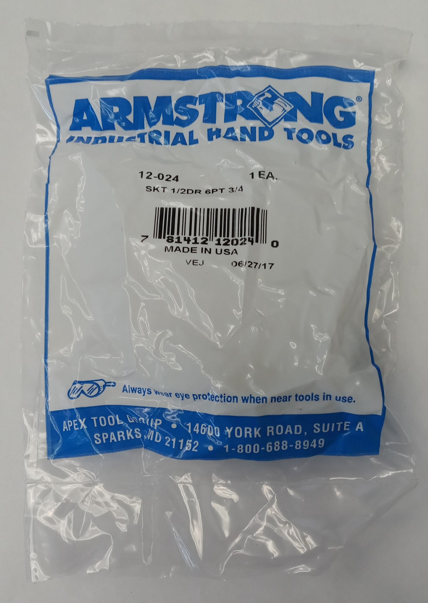 Armstrong 12-024 3/4” 6pt 1/2” Dr. Socket USA