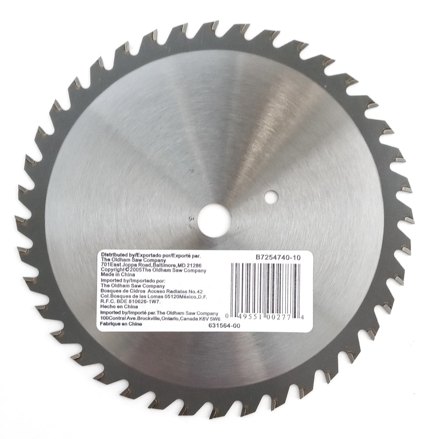 Oldham 7254740 7-1/4" x 40 Tooth Smooth Cutting Circular Saw Blade