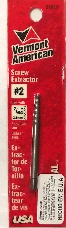 Vermont American 21812 #2 Spiral Flute Screw Extractor Easy Out USA