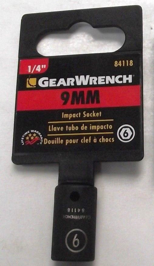 Gearwrench 84118 1/4" Drive 9mm Impact Socket 6pt