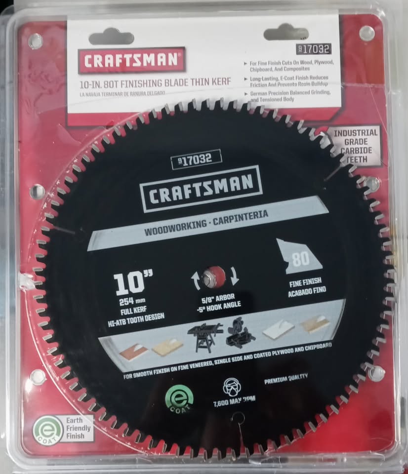 CRAFTSMAN 17032 10" x 80T Thin Kerf Finishing Carbide Saw Blade Israel (USED)